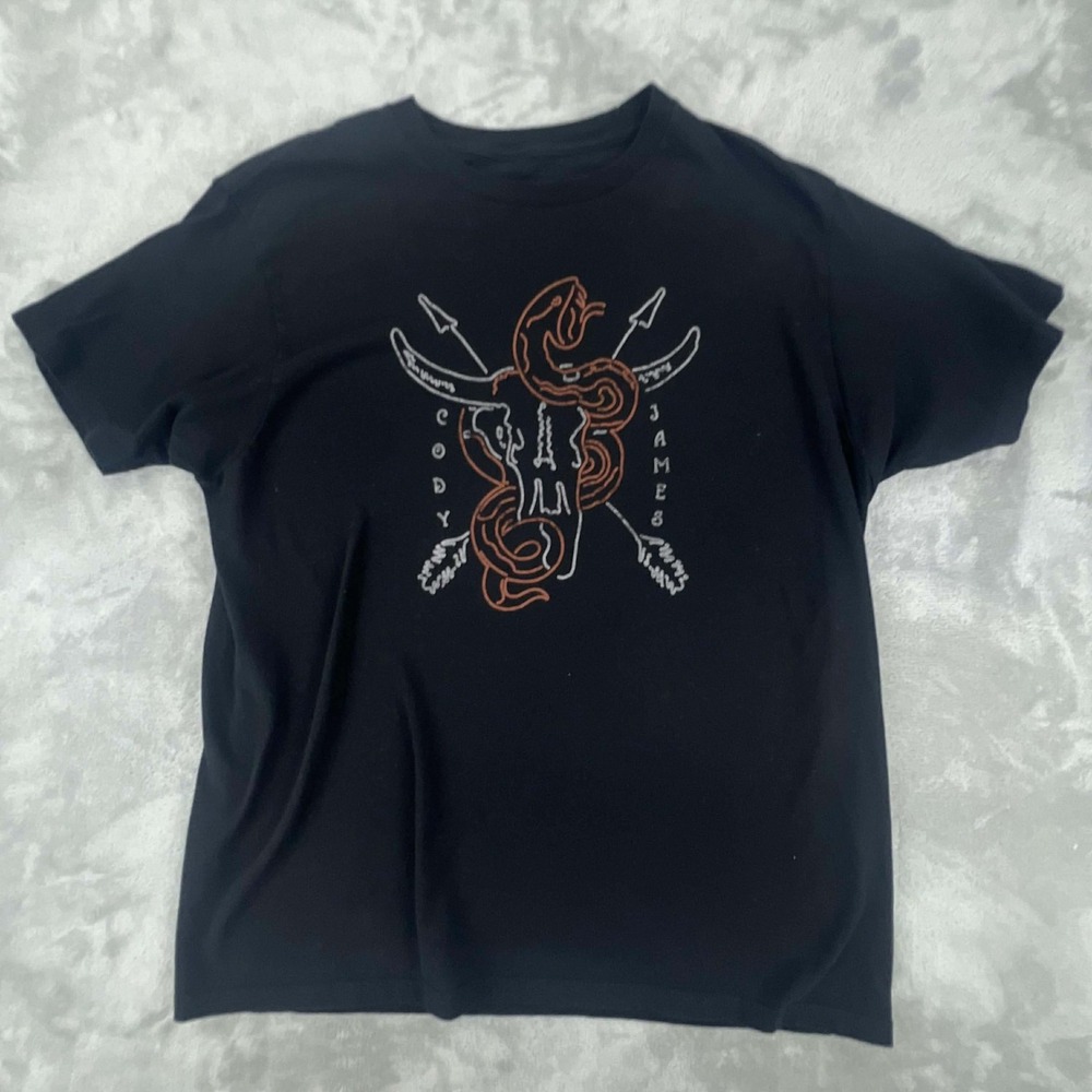 Cody James‎ Black Graphic T Shirt Men's Size Large Snake Skull Arrows Tee